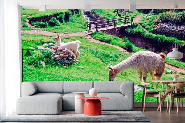 imagen de Fotomural llamas en monte de Perú en decoracionesenvinilo.com