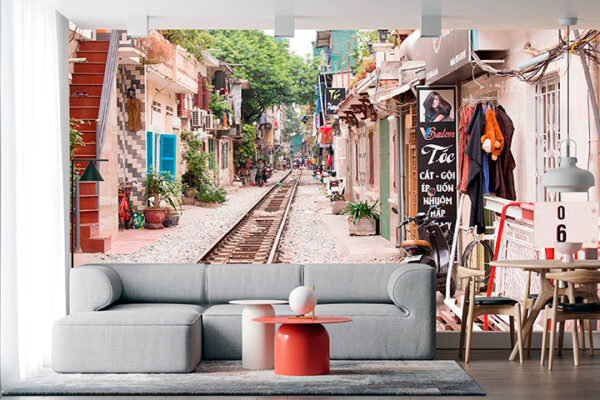 imagen de Fotomural mercado vías tren Bangkok en decoracionesenvinilo.com