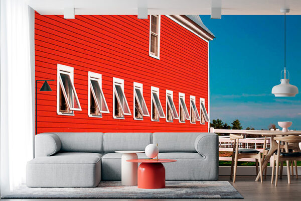 imagen de Fotomural granja roja en decoracionesenvinilo.com