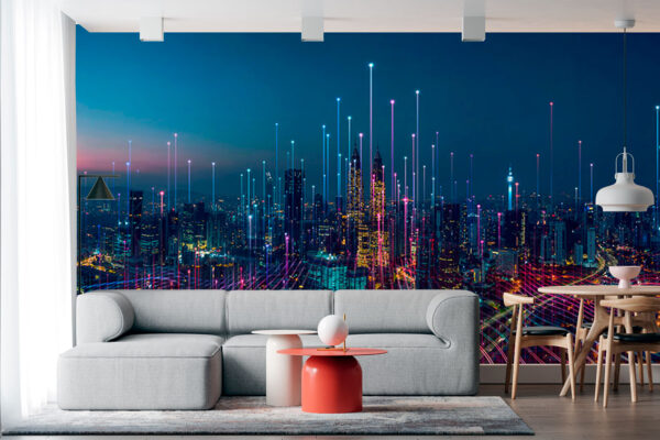 imagen de Fotomural paisaje nocturno neón en decoracionesenvinilo.com
