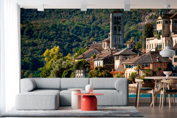 imagen de Fotomural pueblo y el lago en decoracionesenvinilo.com