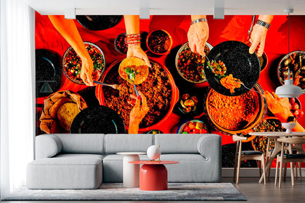 imagen de Fotomural comida con amigos en decoracionesenvinilo.com