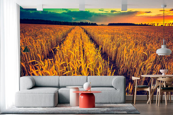 imagen de Fotomural campo de trigo en atardecer en decoracionesenvinilo.com