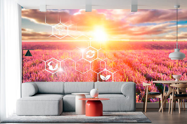 imagen de Fotomural campo lavanda atardecer en decoracionesenvinilo.com