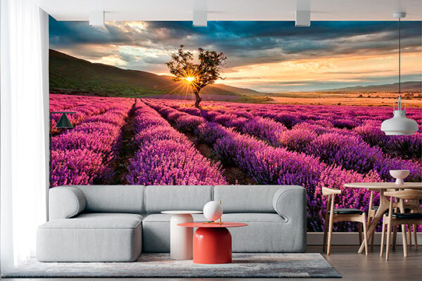 imagen de Fotomural campo de lavanda al atardecer en decoracionesenvinilo.com