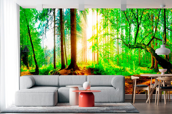 imagen de Fotomural bosque atardecer en decoracionesenvinilo.com
