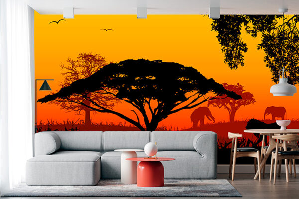 imagen de Fotomural sabana atardecer en decoracionesenvinilo.com
