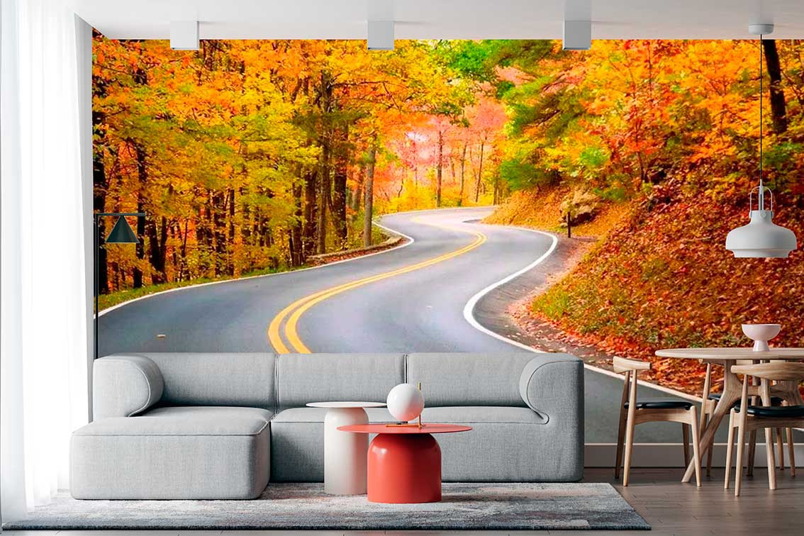 imagen de Fotomural carretera bosque otoñal en decoracionesenvinilo.com