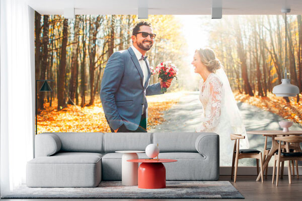 imagen de Fotomural matrimonio bosque otoñal en decoracionesenvinilo.com