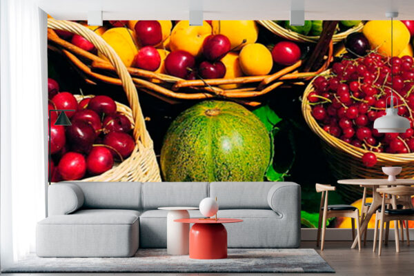 imagen de Fotomural frutas variadas cestas en decoracionesenvinilo.com