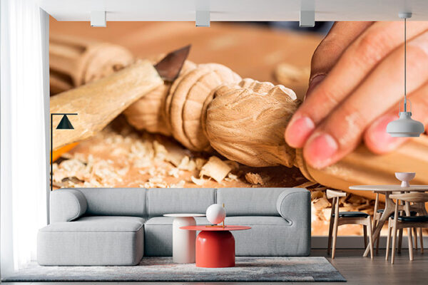imagen de Fotomural tallando madera en decoracionesenvinilo.com
