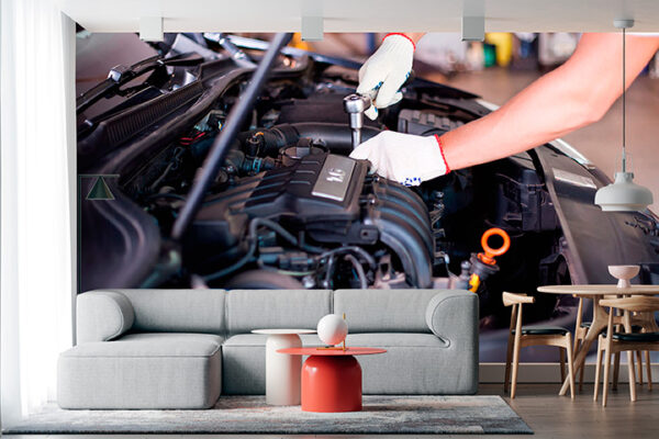 imagen de Fotomural mecánico arreglando coche en decoracionesenvinilo.com