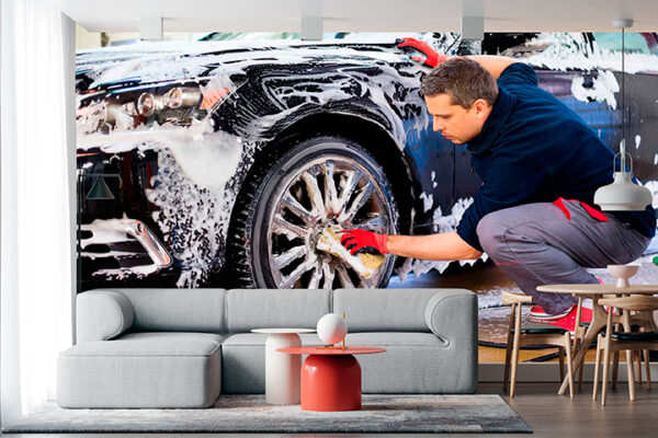 imagen de Fotomural lavando coche en decoracionesenvinilo.com