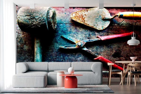 imagen de Fotomural herramientas trabajo en decoracionesenvinilo.com