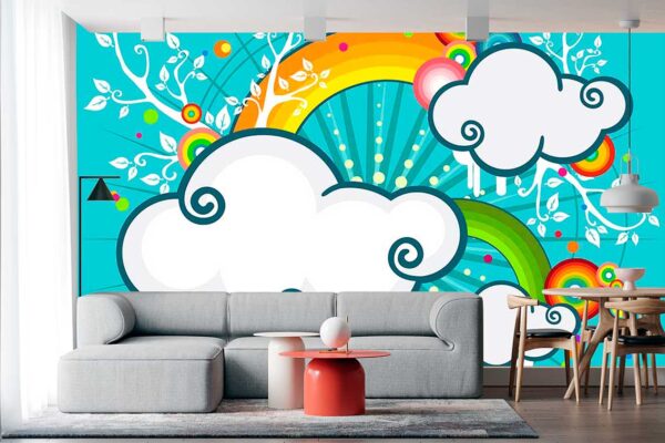 imagen de Fotomural fondo arcoiris infantil en decoracionesenvinilo.com