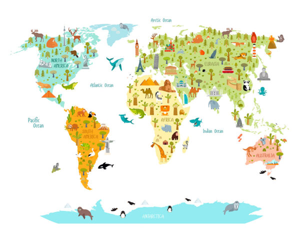 imagen de Fotomural mapa del mundo niño en decoracionesenvinilo.com