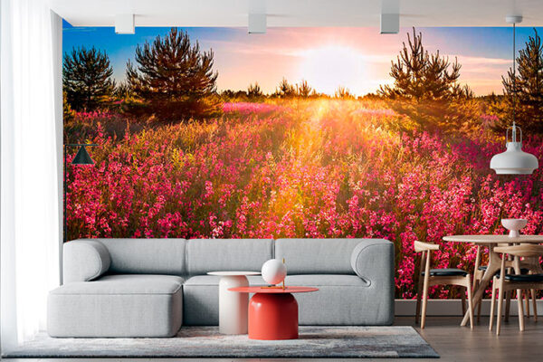 imagen de Fotomural campo de flores rosas silvestres en decoracionesenvinilo.com