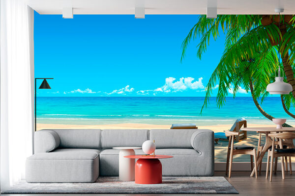 imagen de Fotomural hamacas al mar en decoracionesenvinilo.com