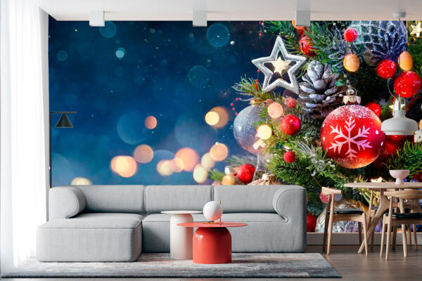 imagen de Fotomural adornos de Navidad blancos en decoracionesenvinilo.com