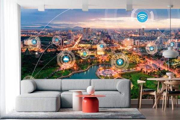 imagen de Fotomural ciudad conectada en decoracionesenvinilo.com