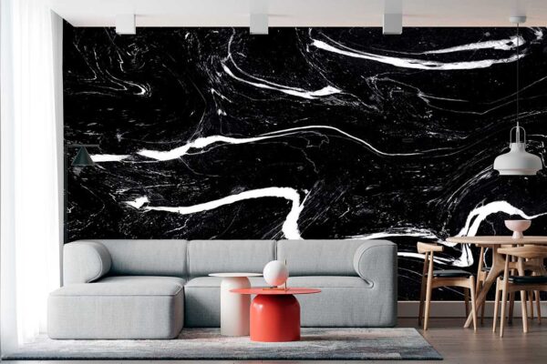 imagen de Fotomural fondo negro con ondas blancas en decoracionesenvinilo.com