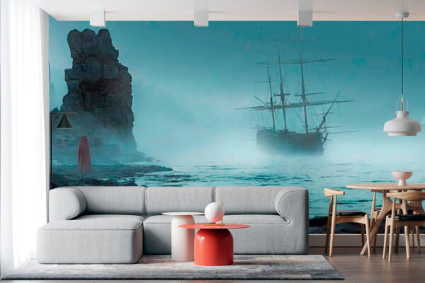 imagen de Fotomural barco en la niebla en decoracionesenvinilo.com