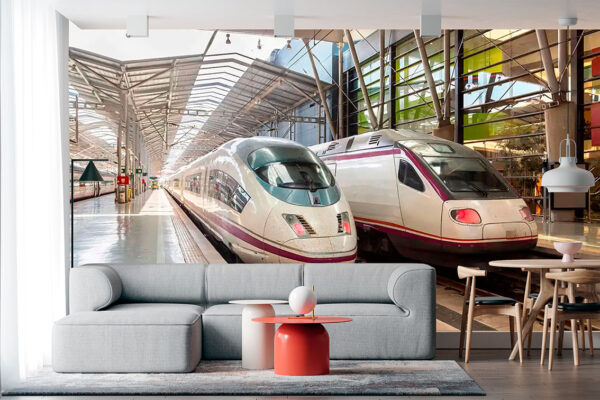 imagen de Fotomural trenes en estación en decoracionesenvinilo.com