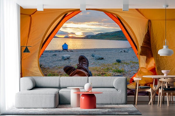 imagen de Fotomural acampada tienda de capaña en decoracionesenvinilo.com