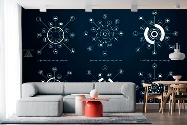 imagen de Fotomural diagrama de red iconos virtuales en decoracionesenvinilo.com