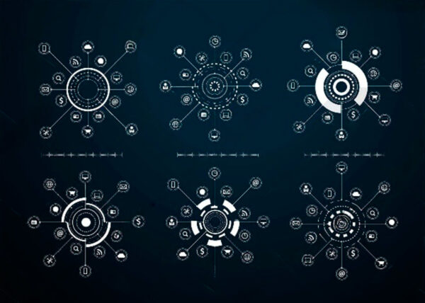 imagen de Fotomural diagrama de red iconos virtuales en decoracionesenvinilo.com