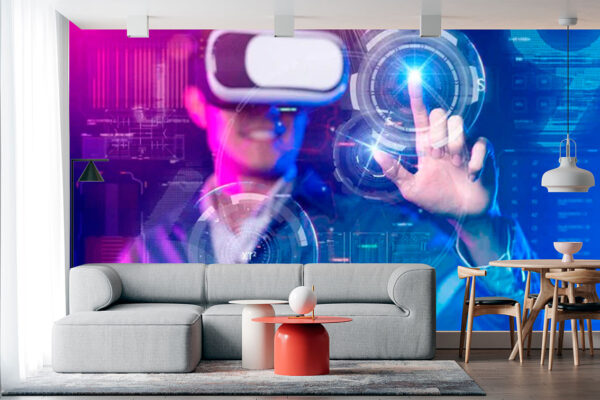 imagen de Fotomural hombre gafas realidad virtual en decoracionesenvinilo.com