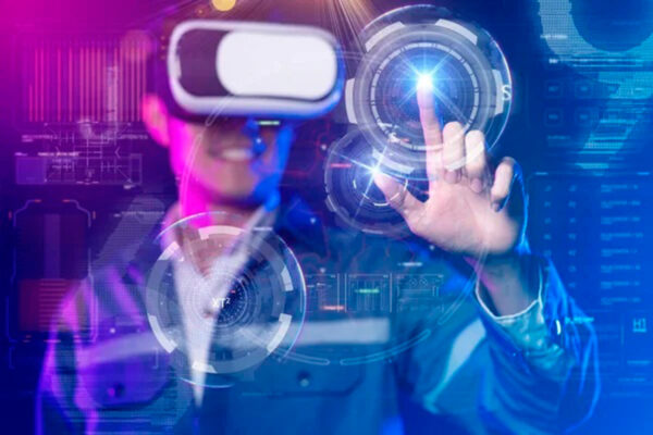 imagen de Fotomural hombre gafas realidad virtual en decoracionesenvinilo.com
